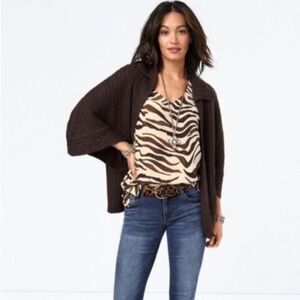 CAbi Repose Brown Chunky Oversized Knit Cape Cardigan Sweater 3702 Size XS/S